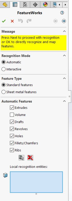 SOLIDWORKS feature works options
