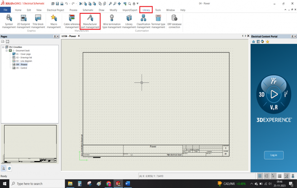 Windows Screen of Creating PLC in library of SOLIDWORKS ELECTRICAL