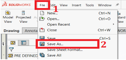 Save the predefined view as a template  - Solidworks