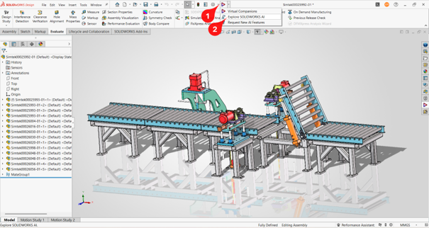 Explore SOLIDWORKS AI menu