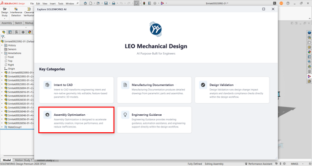 LEO Mechanical Designer categories.