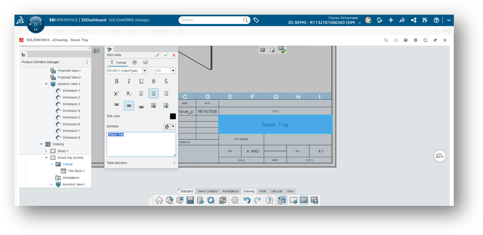 Adjusting the cell so the sheet title fits the title block.